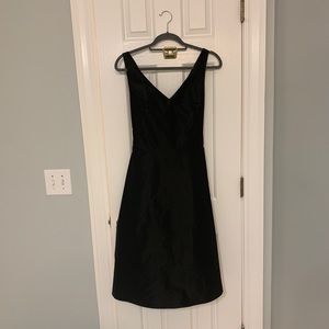 Ann Taylor Taffeta Black Dress with Bow Sash